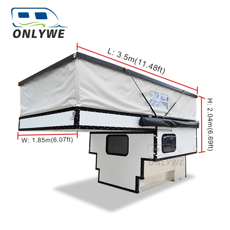 ONLYWE Off Road Pickup Truck Bed Camper Slide In Pop Up Flatbed Truck Camper 4x4 Overland Expedition Truck Camper for Pickup