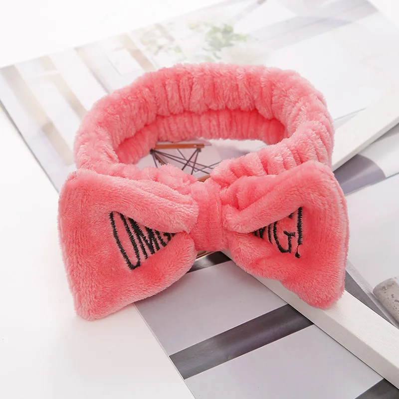 
Colorful Women Bow Hair Band Fashion OMG Letters Wash Face Headband Girls Headwear Hairbands Coral Fleece Hair Accessories 