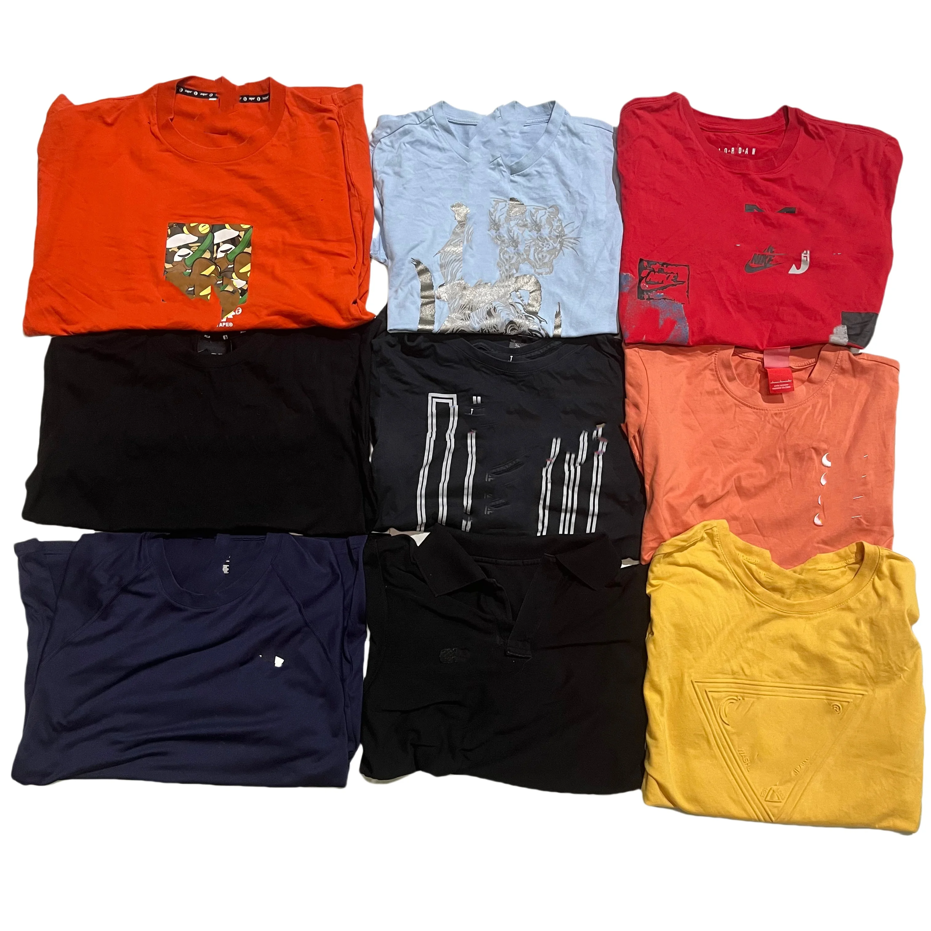 C02 использованная брендовая футболка одежда ukay оптовая продажа подержанная ткань мужские и женские модные брюки с фирменными рукавами