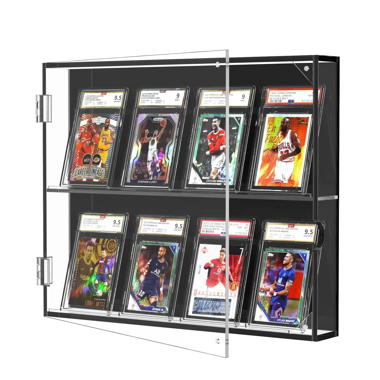 Acrylic Baseball Card Display Case Sports Cards Frame with Uv Protection Magnetic Door Clear View Trading Card Box with Pull Out