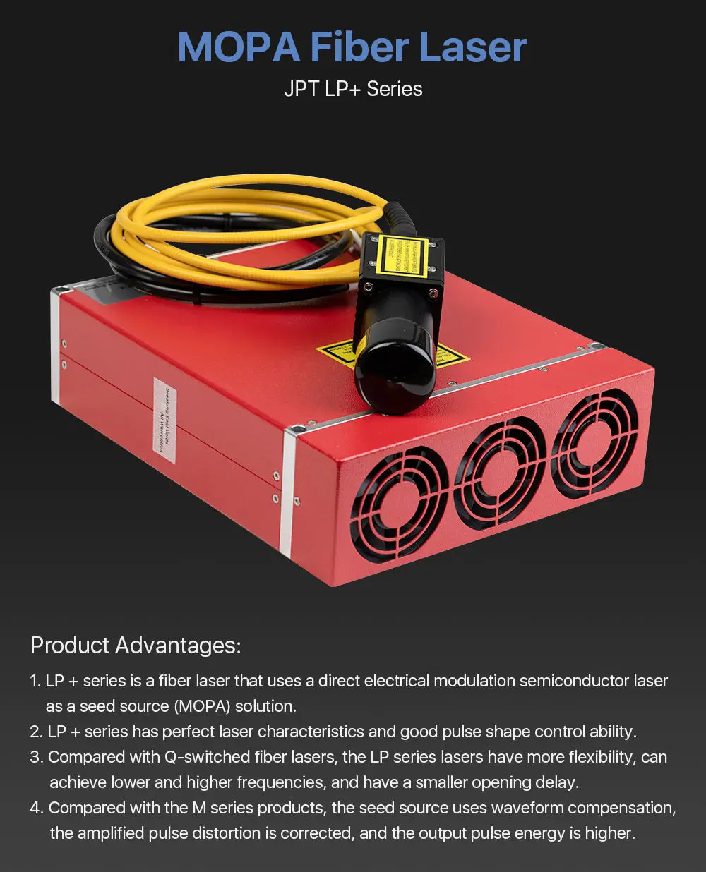 High Quality JPT LP+ Series 20W 30W 50W MOPA Pulse Fiber Laser Module With Wide Frequencies High Quality for Fiber Laser Machine