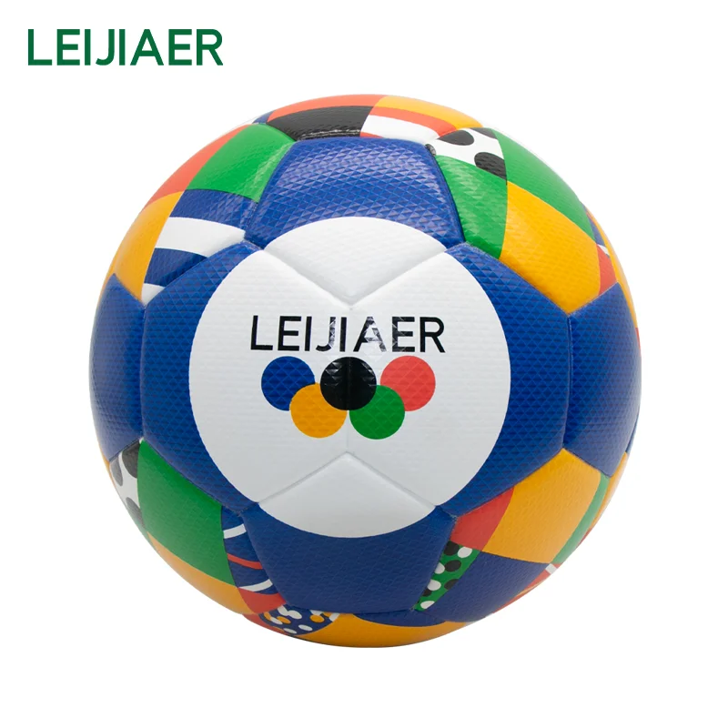 Hot European Racing football thermal bonding soccer balls,GOOD PU thick leather football  Durable and elastic Can be customs