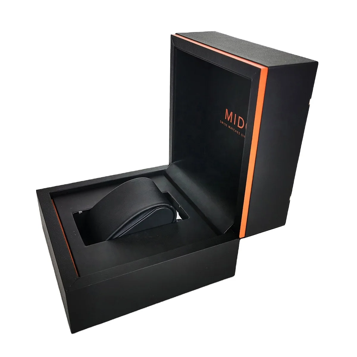 Wholesale Custom Logo Black Leather Watch Box Cases Single Gift Box Packaging Watch