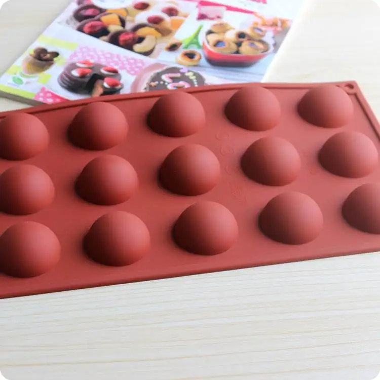 15 Cavity Semicircle Semi Sphere Silicone Chocolate Candy Jelly Truffles Mold