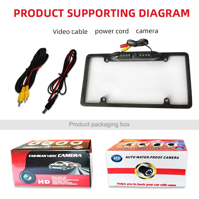 Car license plate cover European car license plate cover Metal license plate cover Mini waterproof HD camera