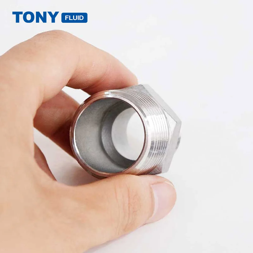 3/8' NPT x 1/8' NPT Male Thread Hex Reducing Nipple Stainless Steel 316 Pipe Compression Fitting