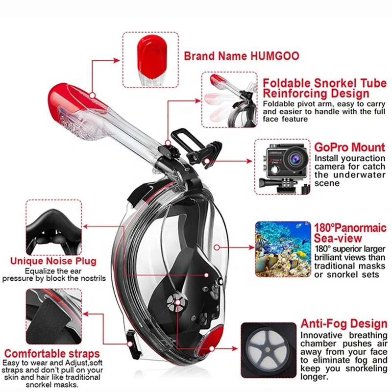 Diving Equipment Snorkeling Swimming Full Face Snorkel Mask Free Diving Mask Set Kids Swimming Mask