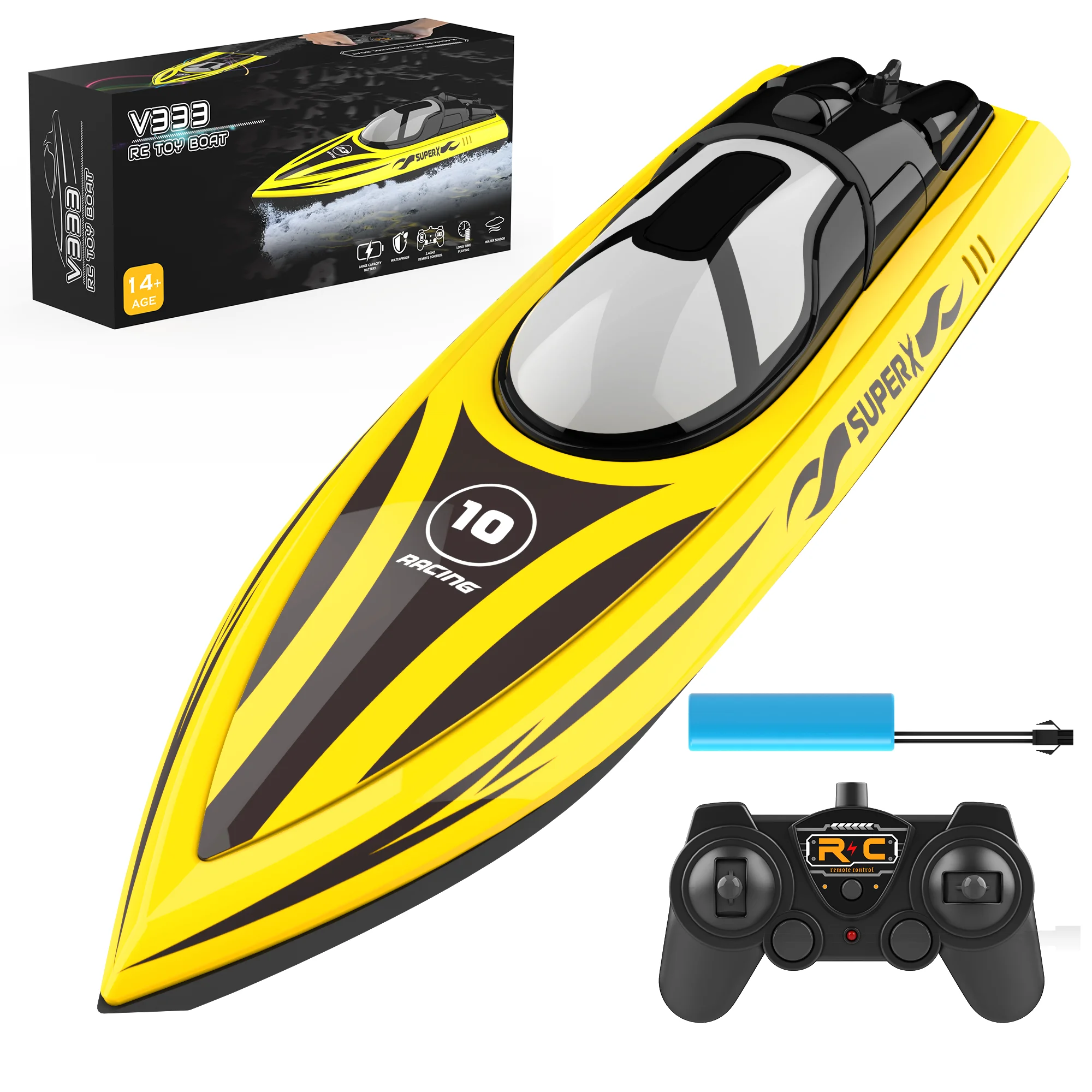 V333 RC Boat 15km/h 2.4G Double Motor High Speed RC Racing Ship 30mins Long-time Use Summer Outdoor Water Toys RC Boat Gifts