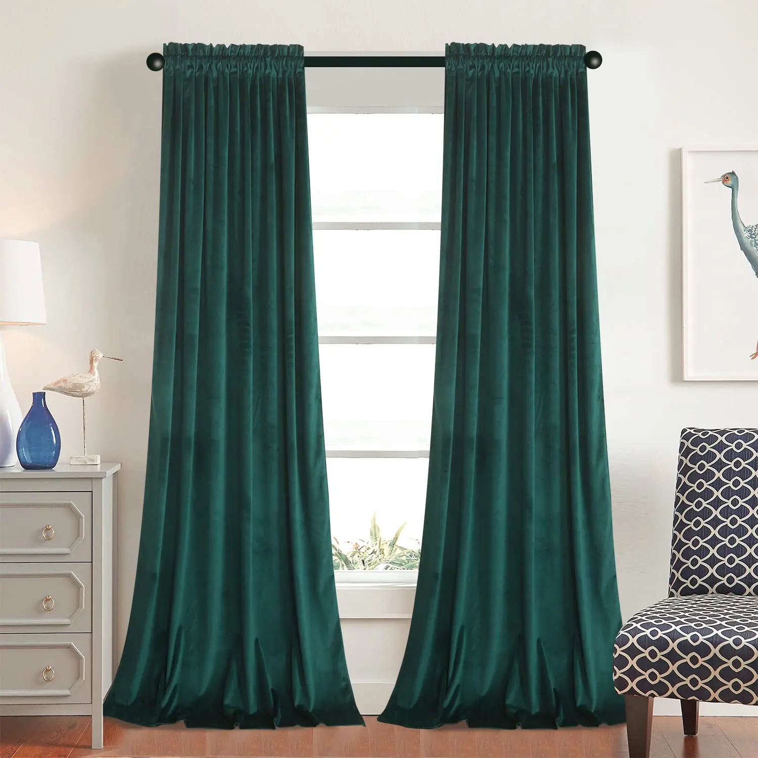 Custom 52*84 soft solid green drapes grommet living room door hotel home luxury Christmas decorations velvet curtains