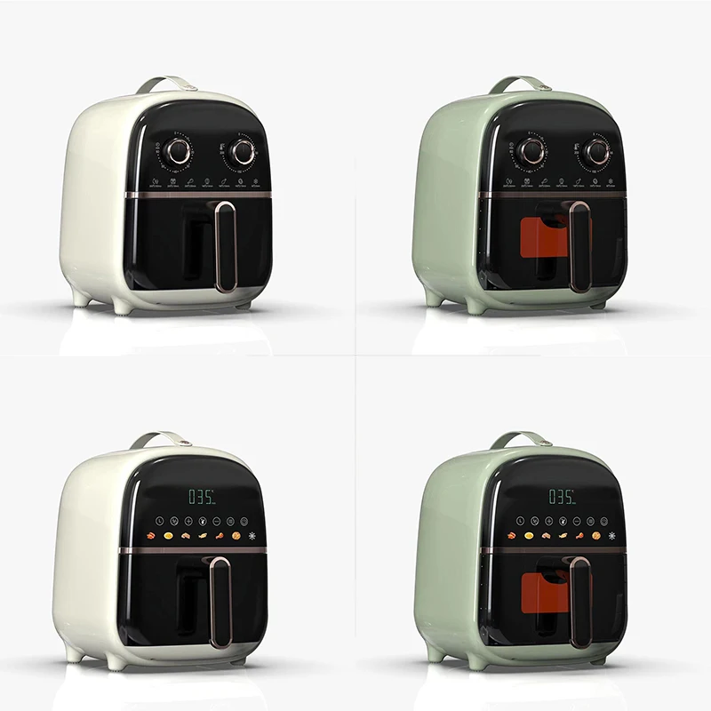 Oil Free 3D Spray Water Mist Led Display Touch Screen Digital Micro Jet Smart Air Fryers With Handle and Visible Window Basket