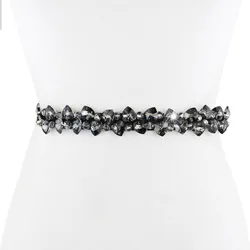 Rhinestone Elastic Belts for Women Dresses Full Crystal Gem Black Female Waist Belt For Dress