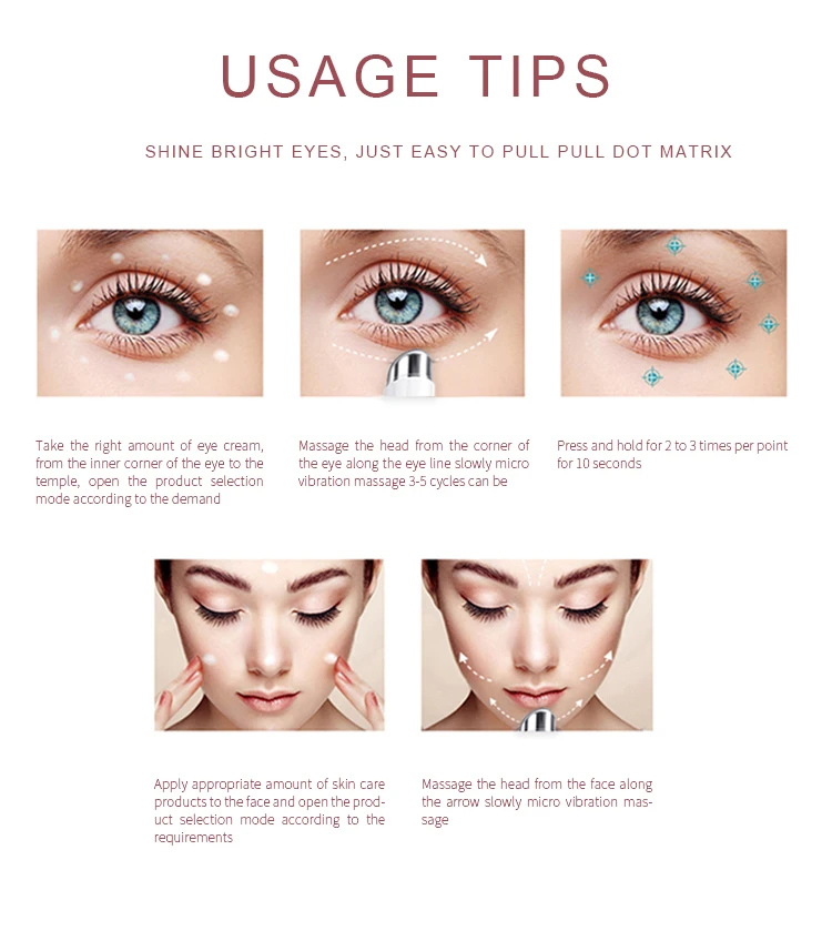 2020 Popular Eye Skin Massager USB Charging 2 Modes Visual Recovery, Remove Wrinkle 7-8 Hours with Ce,rohs Certification LE003