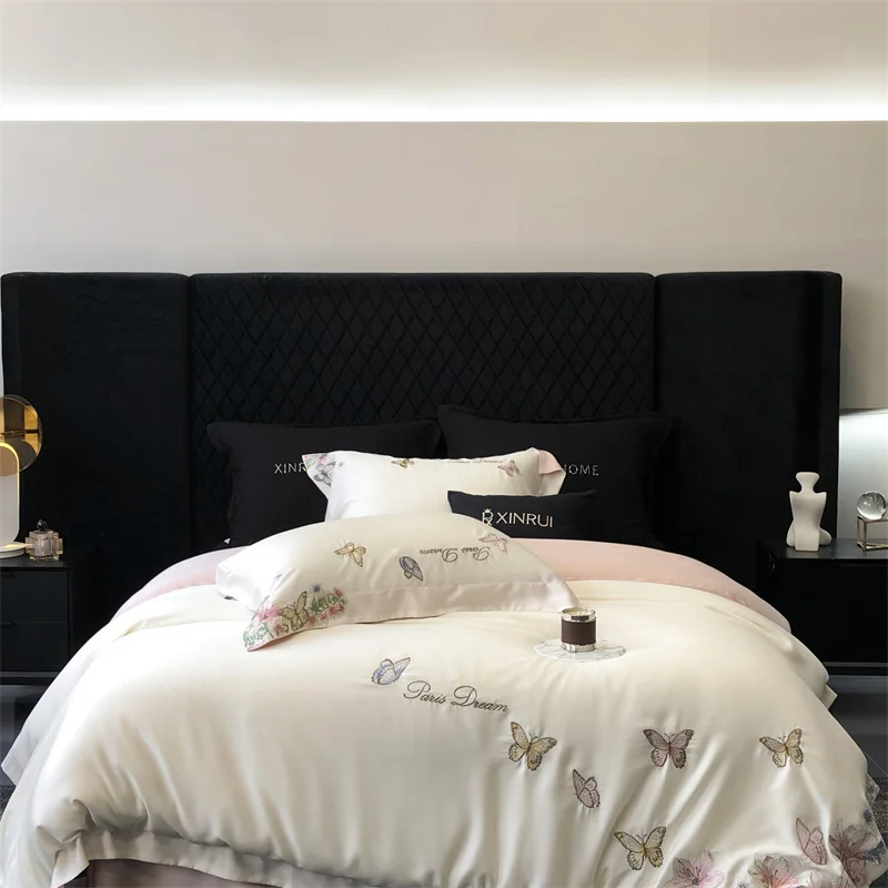 Cotton brushed microfiber 100% egyptian cotton bedding sheet sets turkish bed linen hotel quality quilt cover bedding set