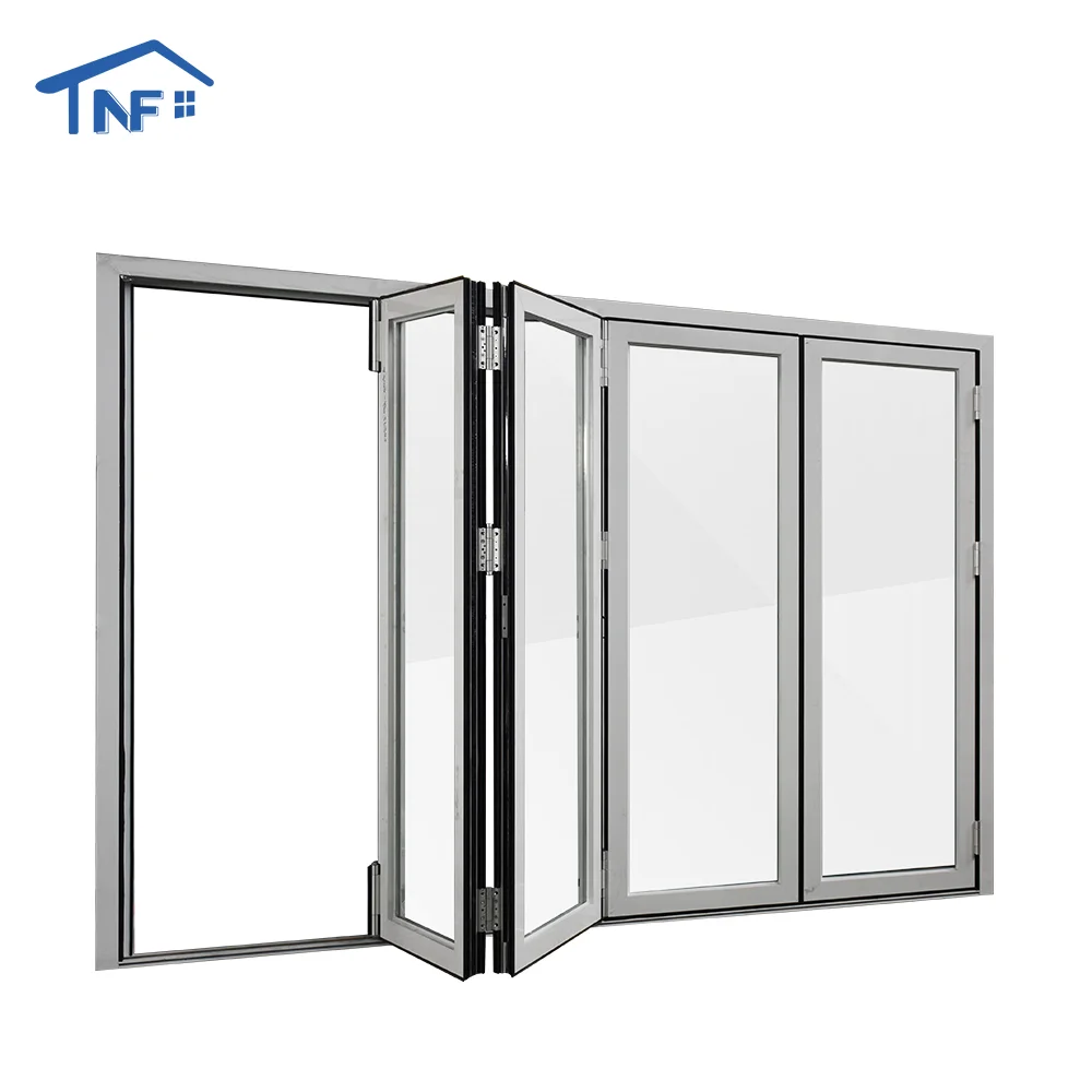 Slim frame frameless aluminium bi fold bi-folding folding glass window