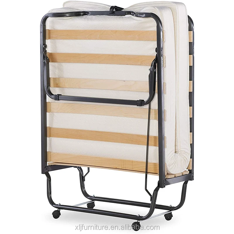 cheap folding beds wooden slat with mattress and trundle for home guest bed