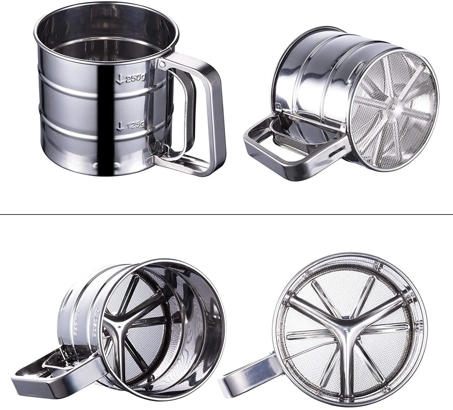 Premium Stainless Steel Shaker Double Layers Sieve Cup Flour Sifter for Baking Strainer sifters