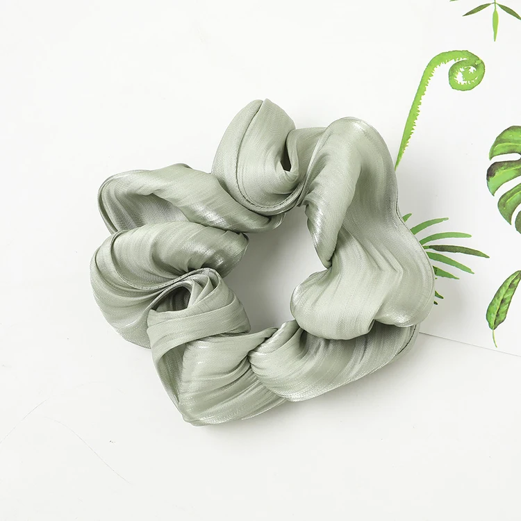 MIO New Style Shiny Satin Elastic Bands Ropes Women Girls Accessories Solid Color Plaid Hair Scrunchies
