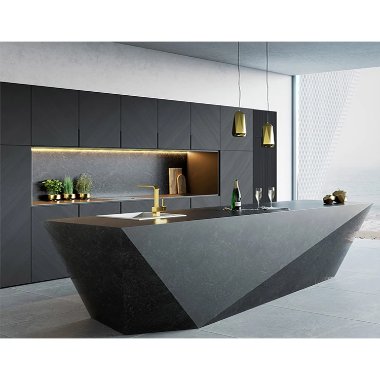 China guangdong foshan factory wholesale customized made design european style modern matt lacquer dark grey kitchen cabinet