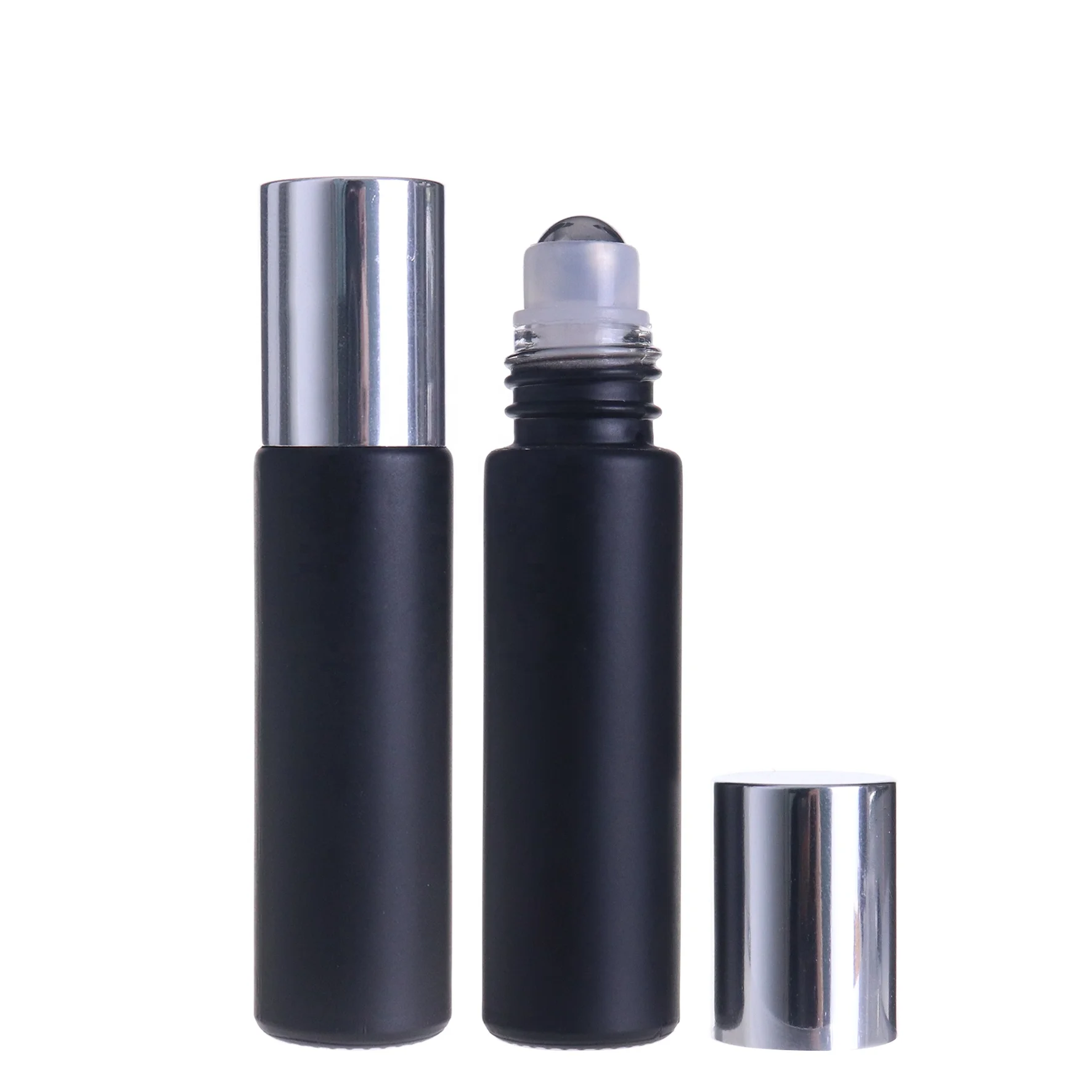 wholesale frosted black glass cosmetics packaging containers roller perfume bottle 10ml