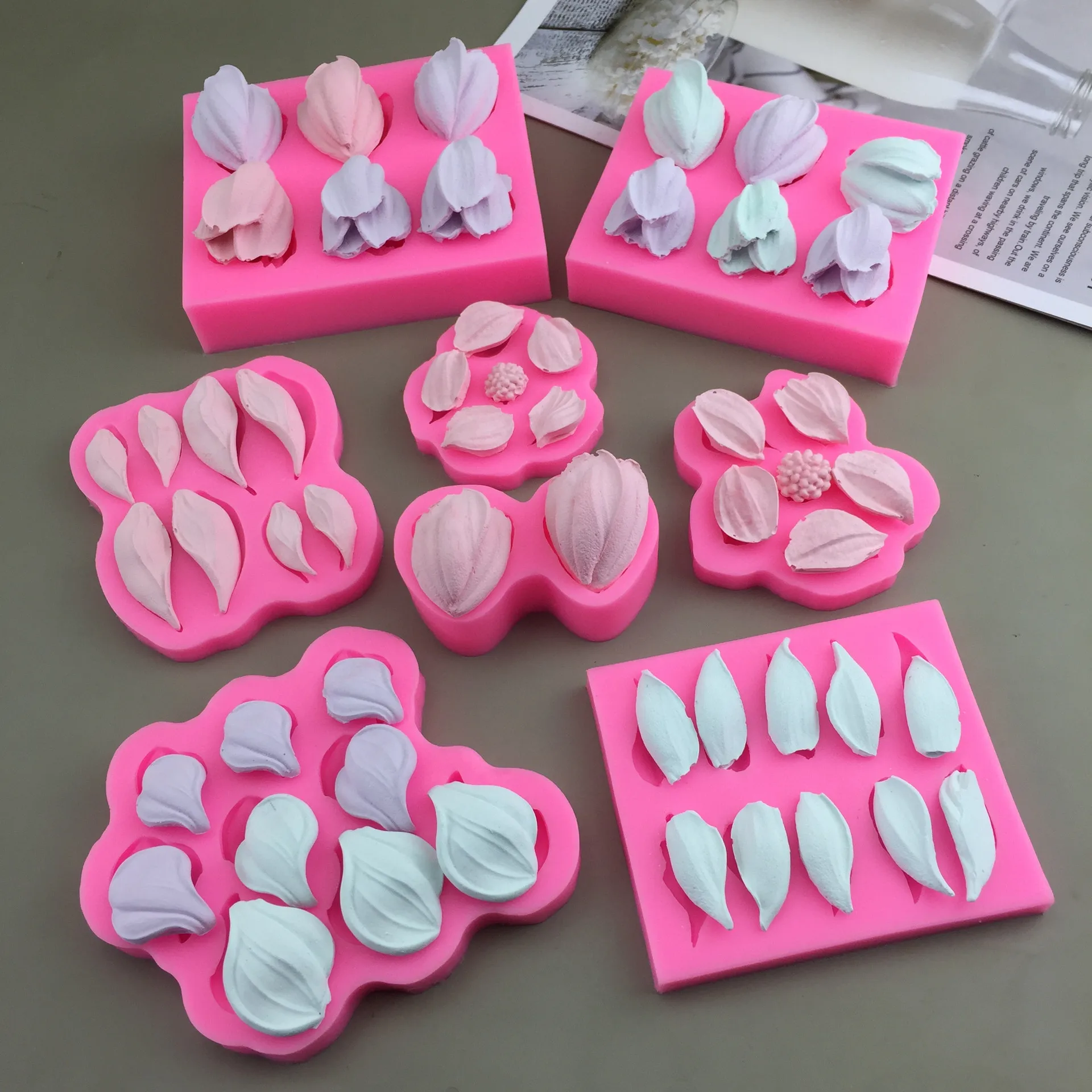 HY Flower Petal Mold Silicone Tulip Galsang Flower Leaf Mold for Fondant Chocolate Cake Decoration Clay Resin Craft