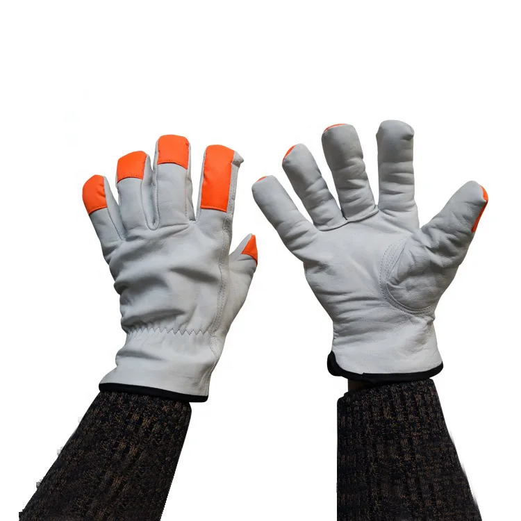Winter Durable Thicken Warm Windproof  Cow Grain Leather Work Driver Gloves