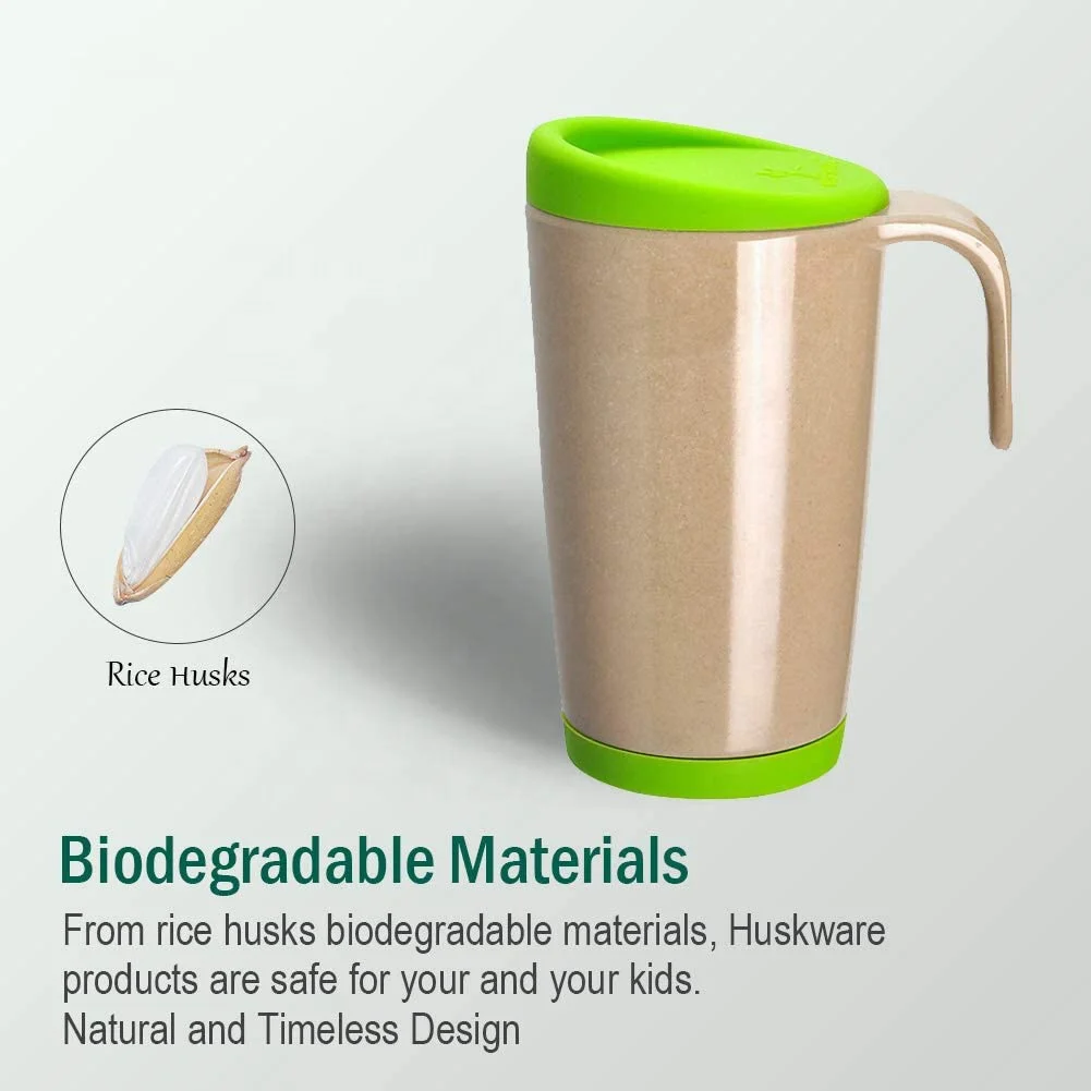 
Yihong Manufacturer Eco Friendly Custom Logo RICE HUSK Material 520ml Office Coffee Milk Tea Mug Mugs Cups with Silicon Lid Logo 