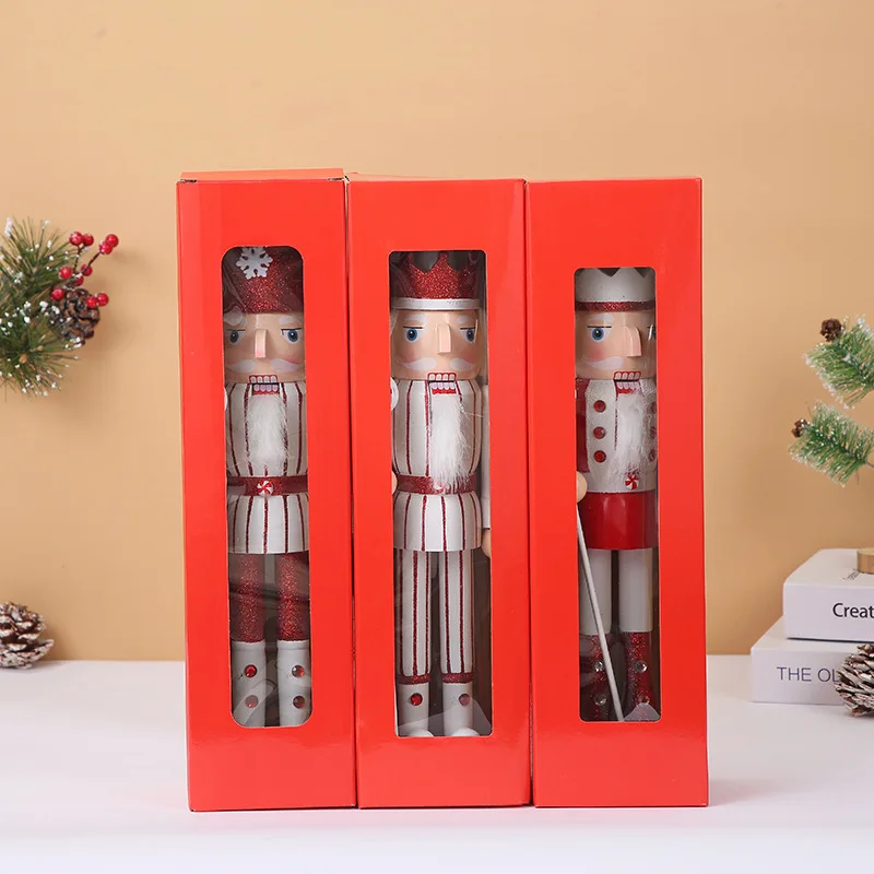 3pcs/set Christmas decorations wooden walnut puppet king soldier 38Cm Christmas nutcracker