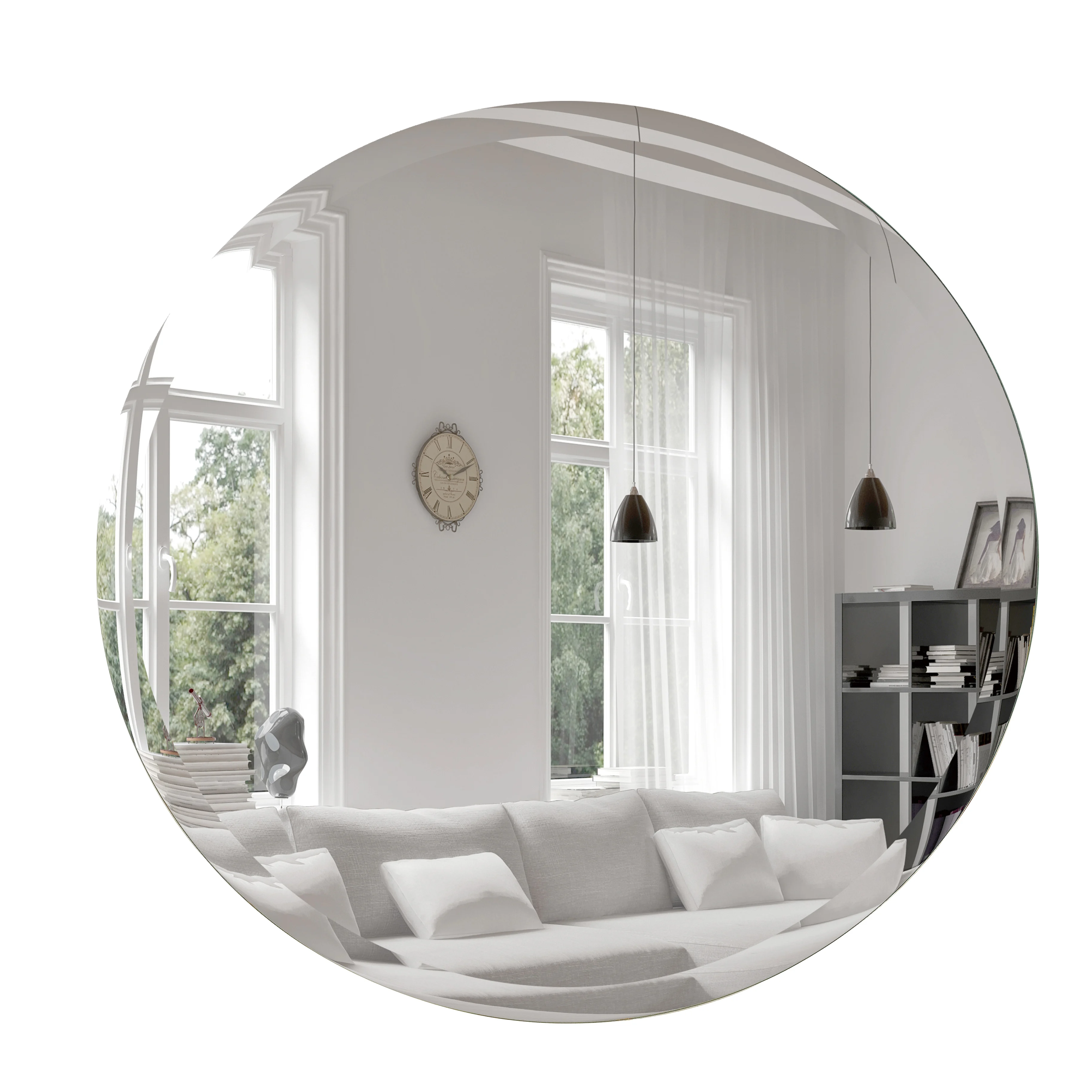 Modern Wall Mirror Deco Mirror Unframed with Beveled Edge/polished Decorative Art Glass Wooden Crate Support Customer Size SINOY