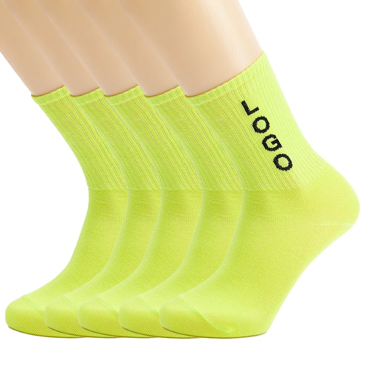 Unique customized knit cotton jacquard fashion designer own logo made for men crew socks with custom logo