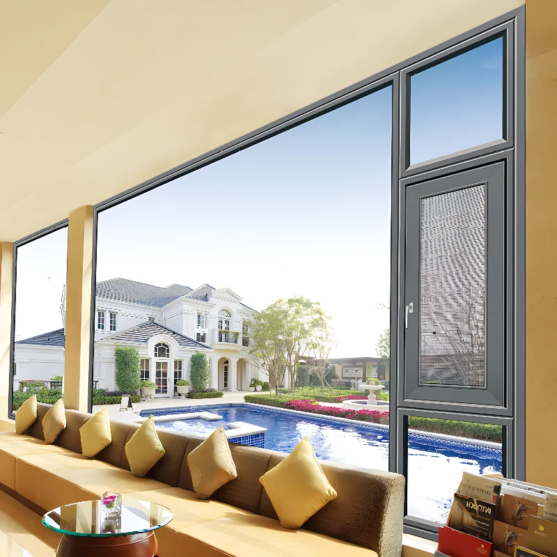 USA House Hurricane Impact Black Frame Aluminium Triple Glazed Casement Window