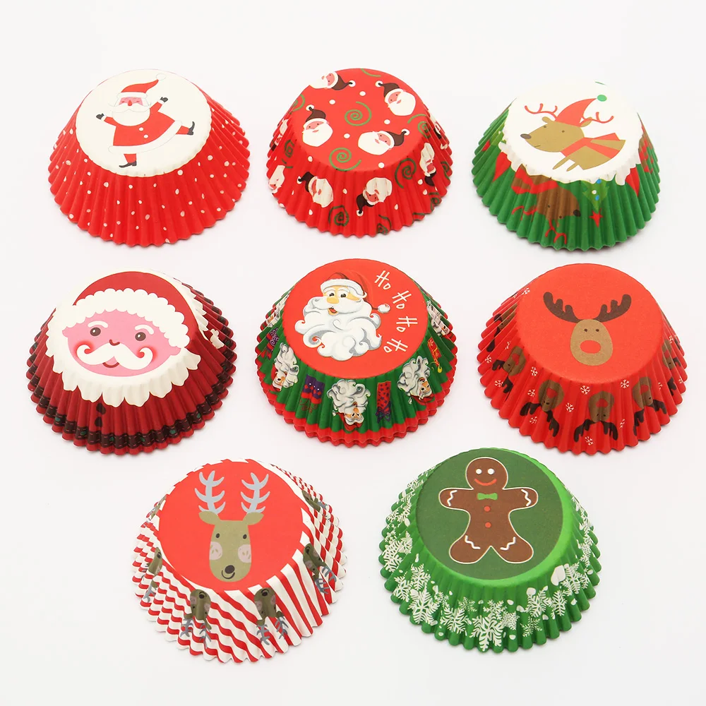 Wholesale 100pcs Good Quality Disposable Muffin Cups Custom Paper Baking Cups Cupcake Liners for Christmas
