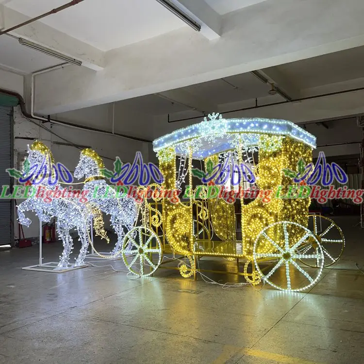 Christmas decoration light outdoor creative horse cars horse carriage