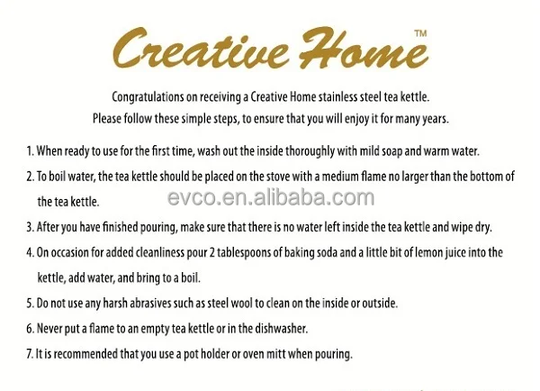 Tea kettle instruction