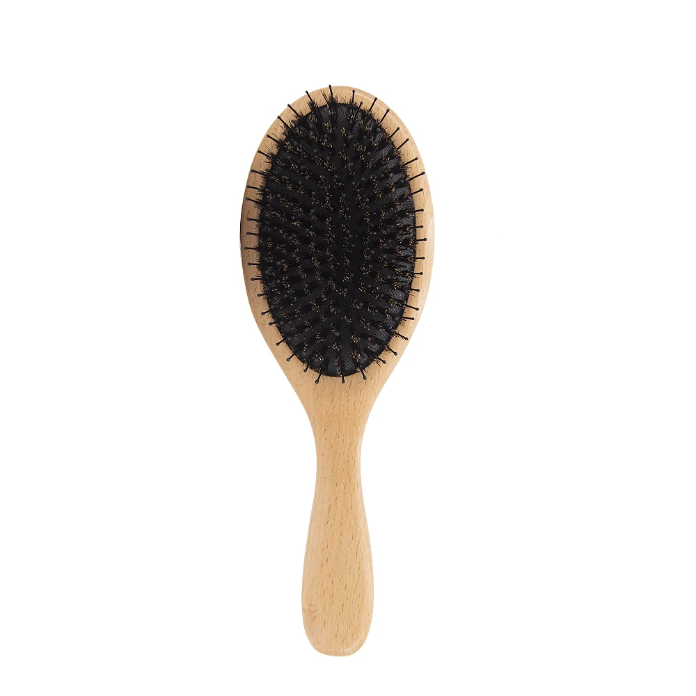Frosted Black Boar Bristle Nylon Paddle Brush Wild Boar Bristle Extension Brush