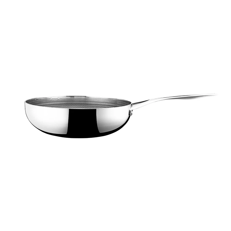 German most popular 304 triply etched nonstick stainless steel wok 28cm with glass cover