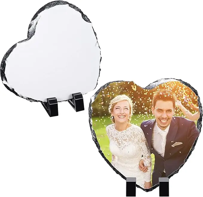 Sublimation Slate Blanks heart Custom Stone Slate Picture Frame Heat Transfer Rock Photo Plaque Slate Frames For Desktop Gift