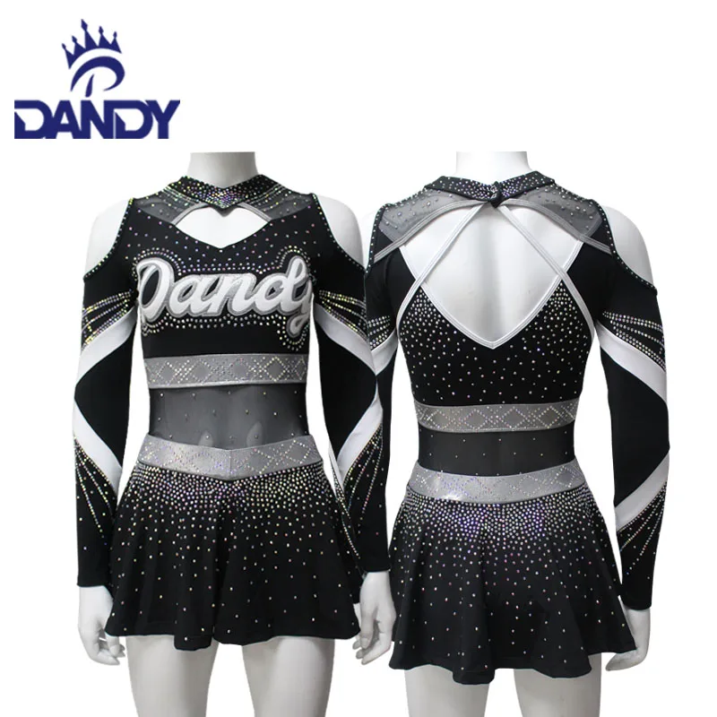 Wholesale  Youth  Breathable Cheer Uniforms Hot Sale Rhinestones Cheerleading Uniforms