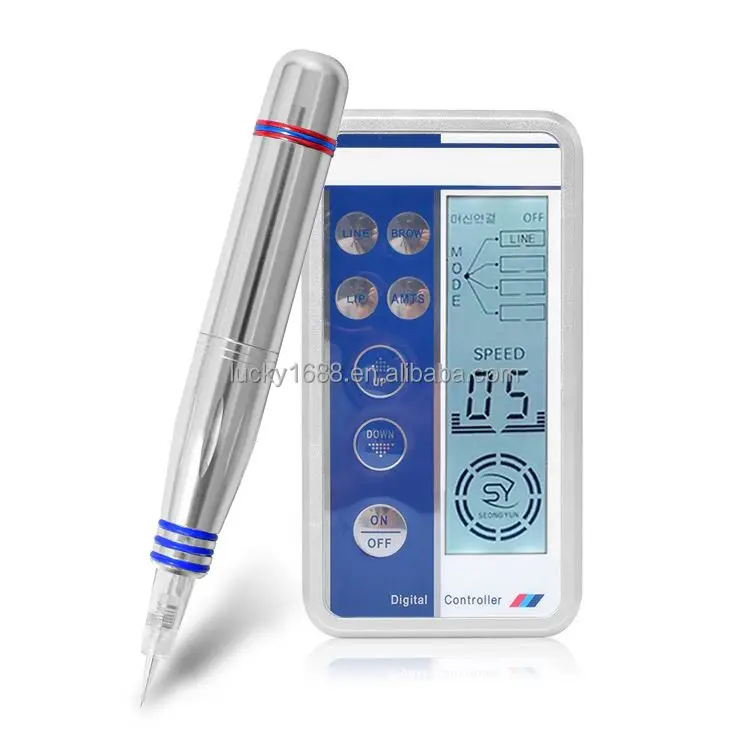 Professional Digital Electric Permanent Makeup Machine Lip Eyebrow Tattoo Gun with Cartridges