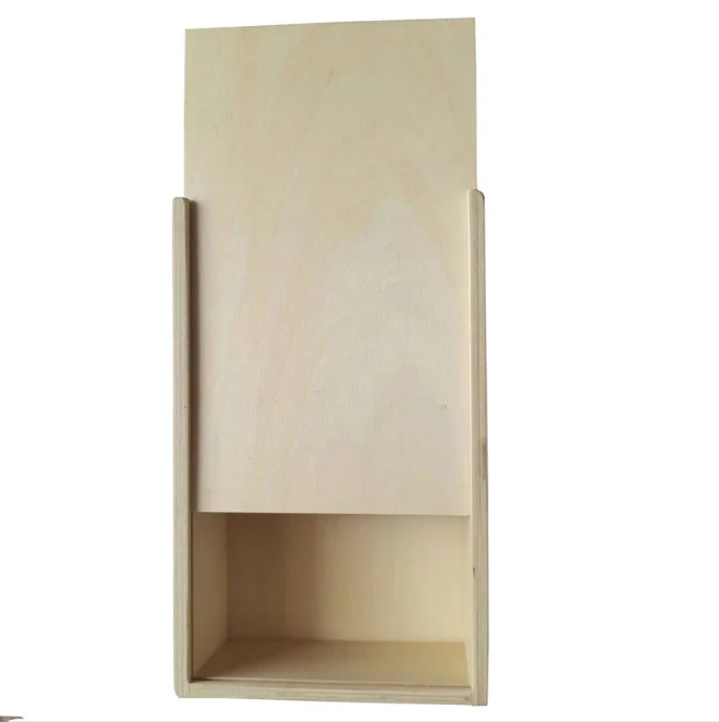 Cheap Birch Plywood Wood Gift Box with Custom Slide Lid Unfinished Wooden Memory Box Wood Packaging Keepsakes Box