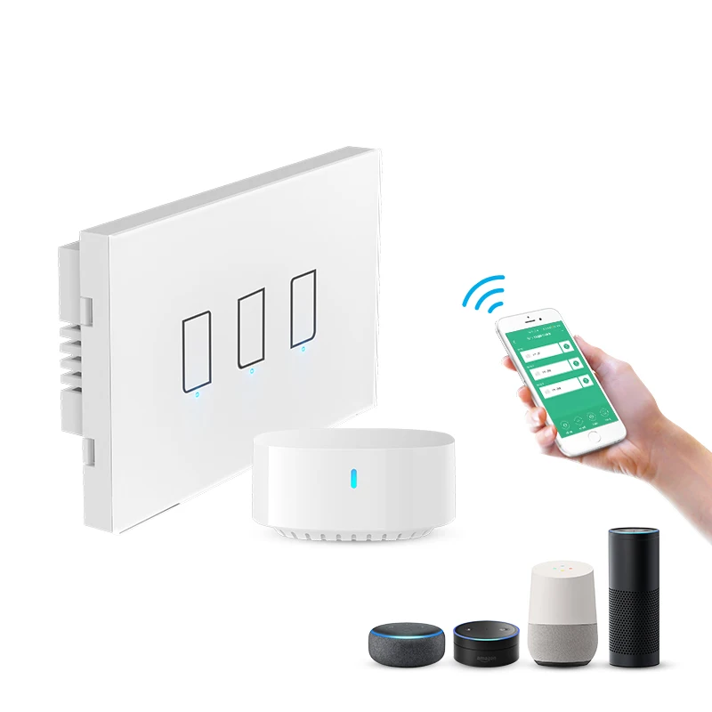  OEM BroadLink 3 Gang US Wi-Fi умное Управление освещением дома настенный выключатель стеклянная Сенсорная панель диммер света