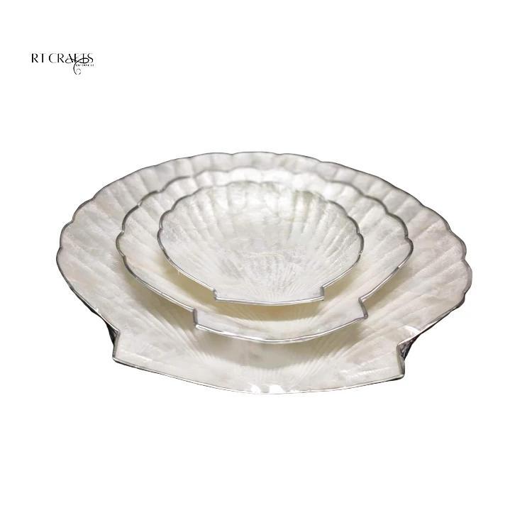 Decorative Server Plate Set Dinnerware Capiz Shells Plates Candy Dish Handmade Plate Set For wedding Decoration
