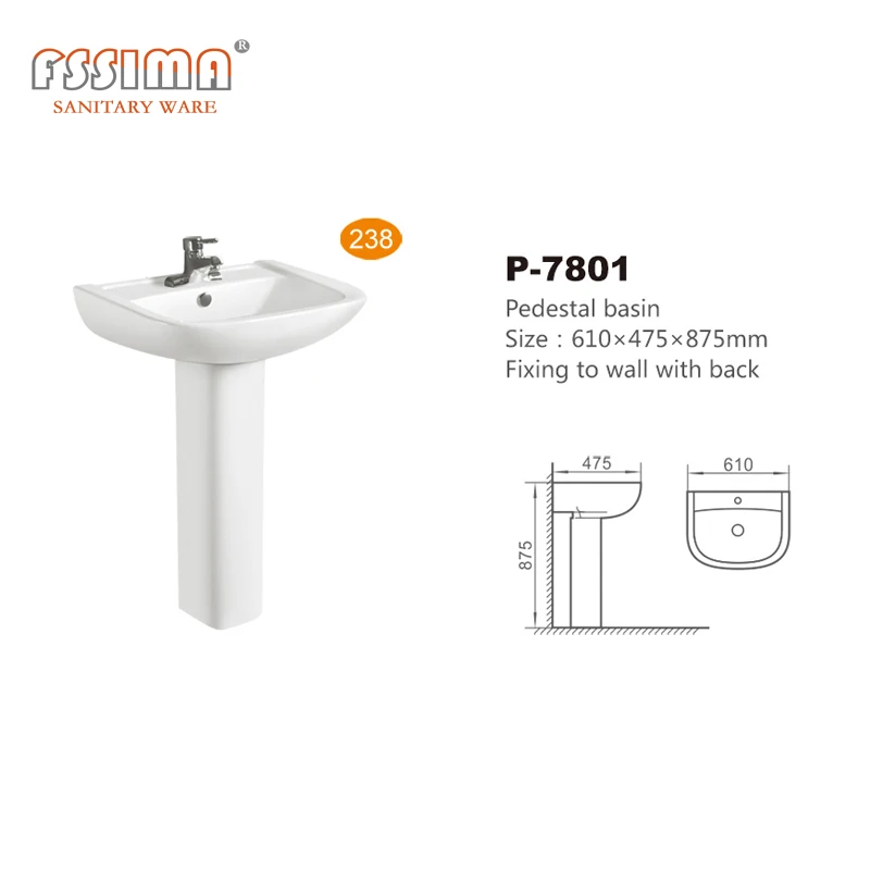Bathroom sanitary ware square sink basin white ceramic wash basin