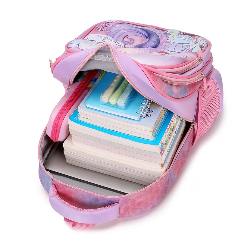 New 3d Leather Nylon Trolley Schoolbag Large Capacity Portable Factory Primary Student Travel Backpack Set School Bag With Wheel