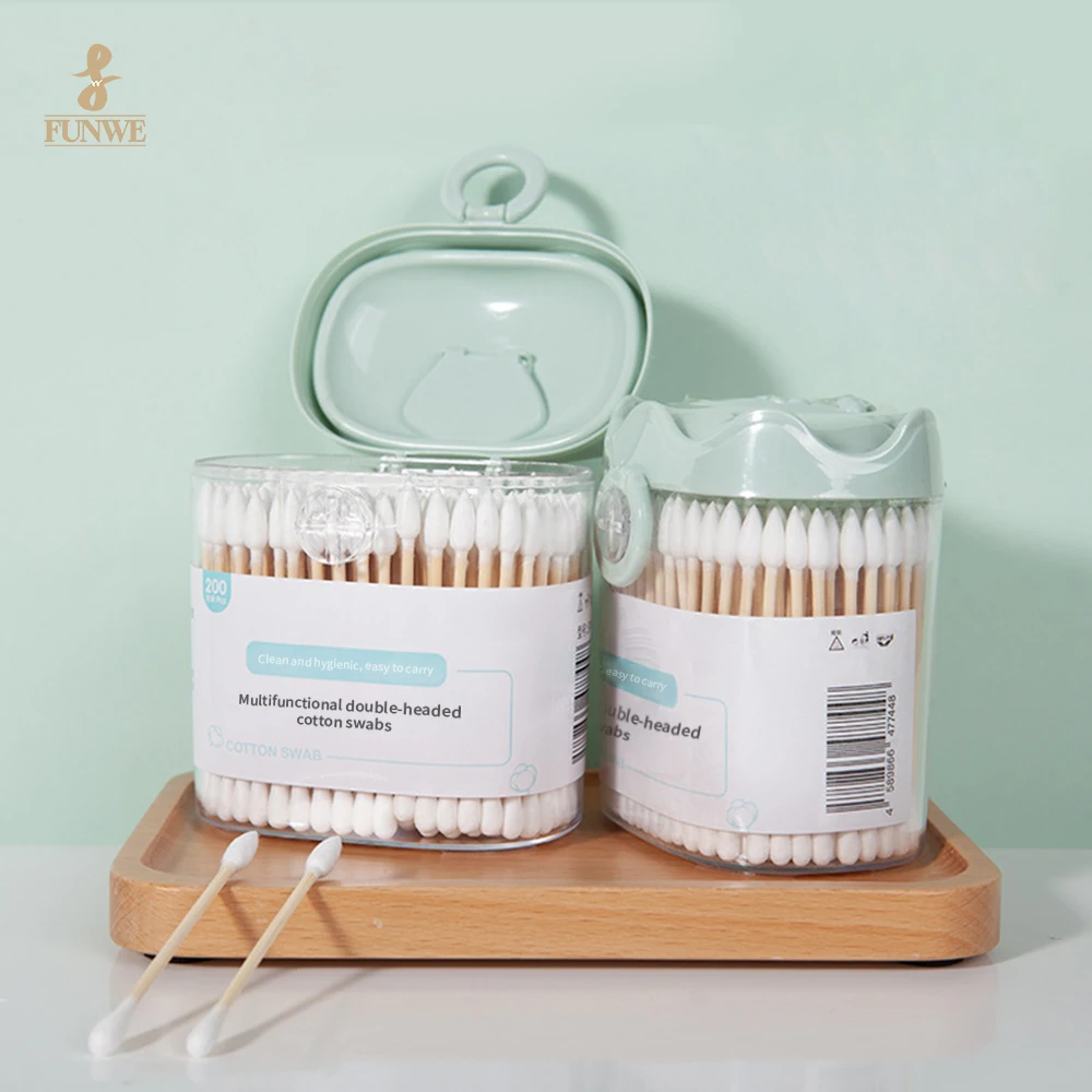 Customization Bamboo Fabrication Biodegradable Non-Pollution Cotton Swab Stick Wooden Cotton Swab