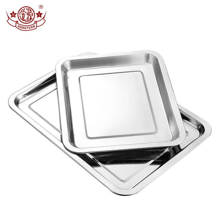 
2 centimeters stainless steel plates rectangular square serving tray for food 