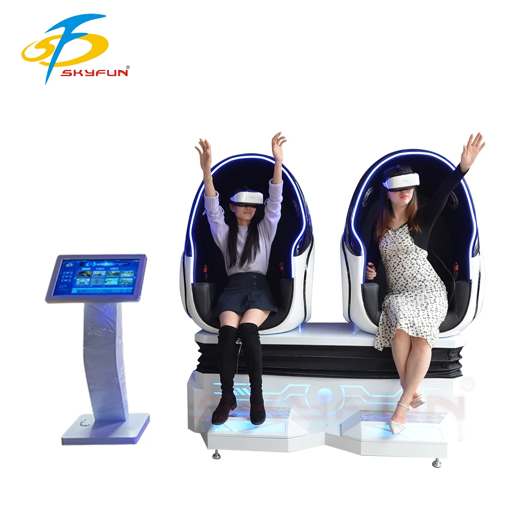 Skyfun Dynamic Seat Double Players 9D VR Egg Cinema Stimulating 22 Inch Control Pad Games for Shopping Mall