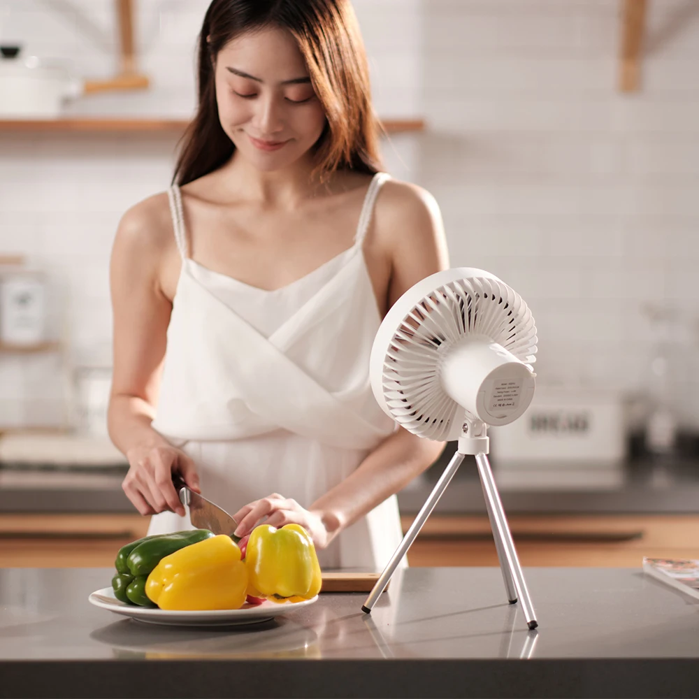 New Designed Outdoor Camping Light Desktop Mini Fan Ceiling Fan Portable Rechargeable USB Tripod Fan Solar Panels Lifepo4 5V 4W