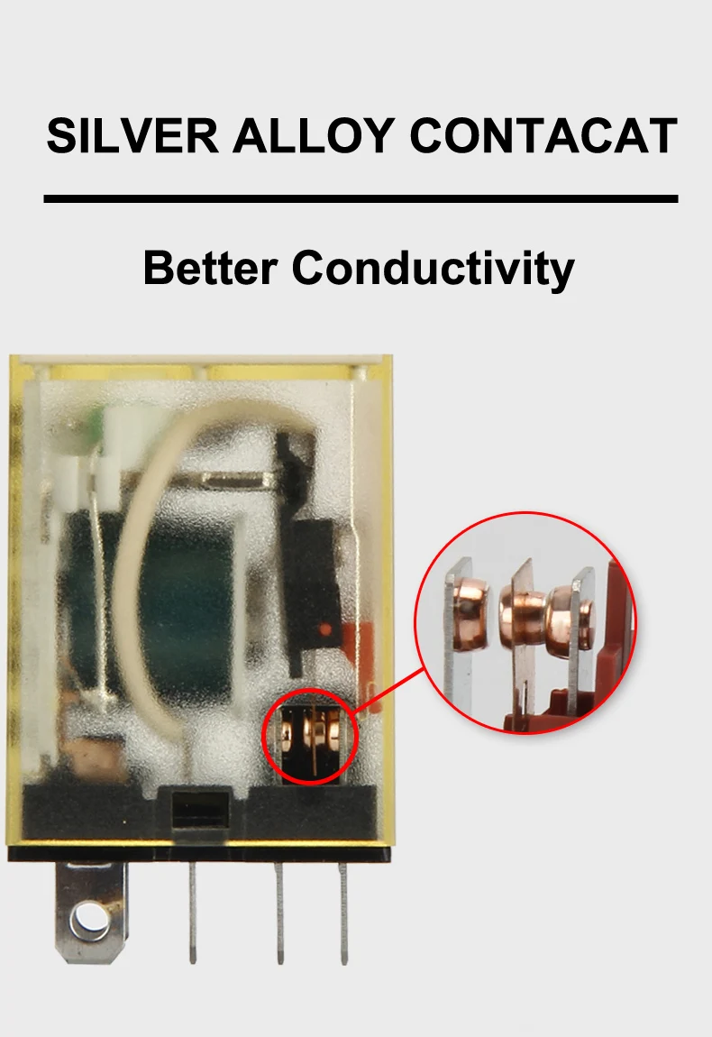 8-Pin 10A/110VAC  Electrical Power Relay, Copper Coil with Socket Base, LED Indicator, DPDT 2NO 2NC