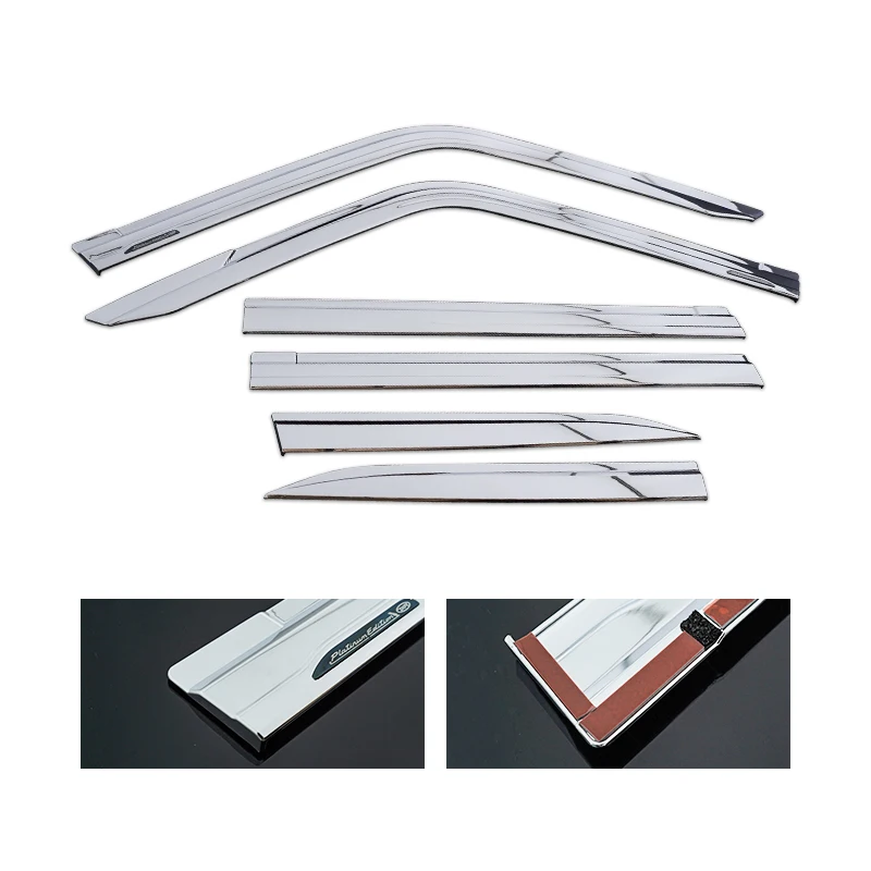 Car Accessories New Winded and Thickened Window Deflectors Rain Visors Six Pieces Design for Toyota Land Cruiser Prado 250 2024-