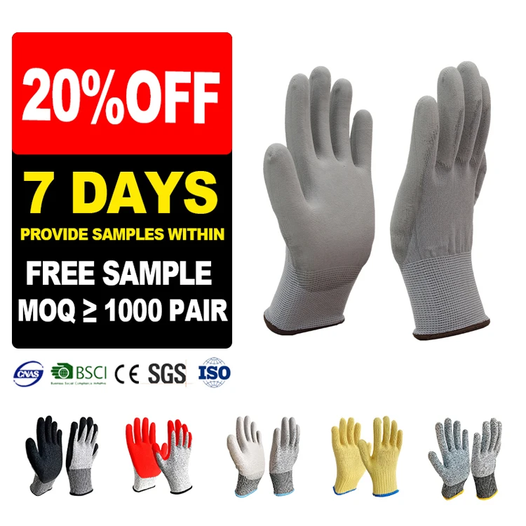 Sunnyhope Polyurethane coating PU design cheap industrial construction working from manufacturer garden safety work gloves
